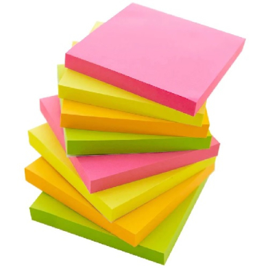 Bazic Stick On Notes 3" X 3" Neon 100 Ct. (12/pk)  BZ5162