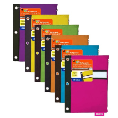 Bazic 3-Hole Pencil Pouch (Bright Colors)  BZ802