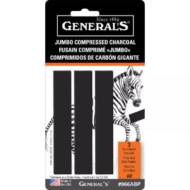 General's Jumbo Compressed Charcoal Sticks - (3 Pack) 6B Soft  966ABP