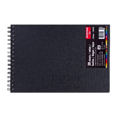 Amsterdam Black Hard, Spiral-bound Sketchbook (A4)  8.27"x11.69"   93023021