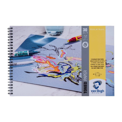 Van Gogh Toned Paper Pad Ocean Blue  8.3"x11.7",  75lbs,  30sheets 93180032