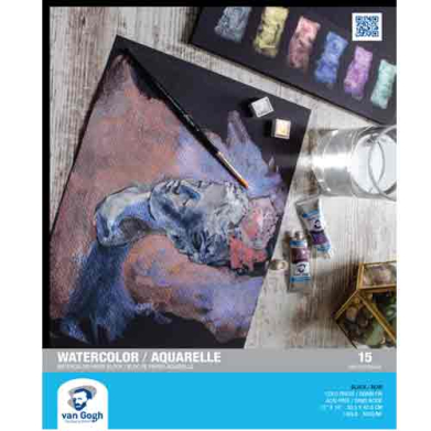 Royal Talens Van Gogh Watercolor Block Paper   12"x16" - Black Cold Press (15 Sheets, 140lb)   94178014