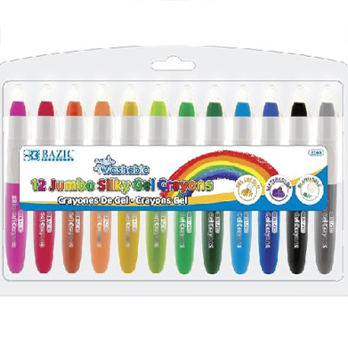 Bazic Washable Jumbo Silky Gel Crayons 12ct  BZ2569