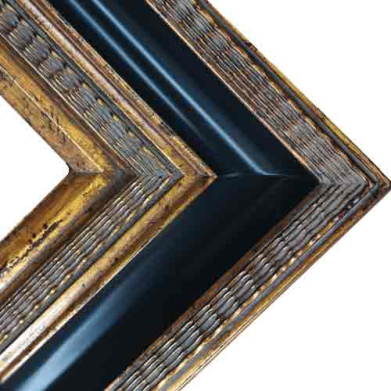 Series 64 Gold Black Panel 5 1/2" wide Ornate Frame   FRMTP-64BP-O-16X20