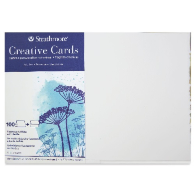 Strathmore Creative Cards and Envelopes - Fluorescent White with Deckle Edges, 5" x 6-7/8", 100Pk ST105-660