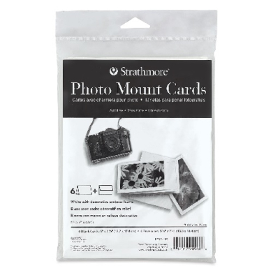 Strathmore Photo Mount Cards & Envelopes 5" x 6.875"  (6pk, 80lb) White with Decorative Emboss  ST205-180