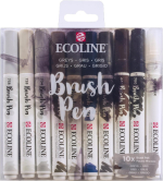Royal Talens Ecoline Brush Pen Set of 10 Liquid Watercolor Pens –(10 Pack) Greys  11509805