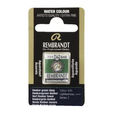 Rembrandt Professional Watercolor Half Pan - 645 Hooker Green Deep