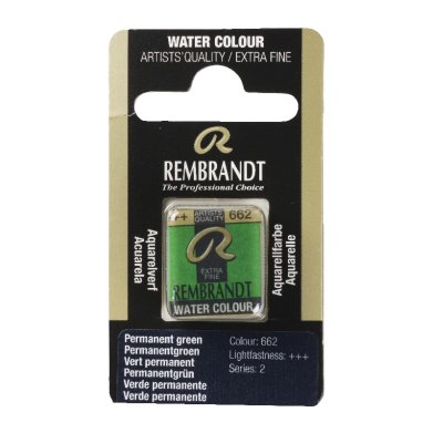 Rembrandt Professional Watercolor Half Pan - 662 Permanent Green