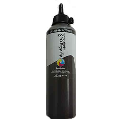 Daler Rowney System3 Fluid Acrylics Burnt Umber -500ml Bottle 139500223