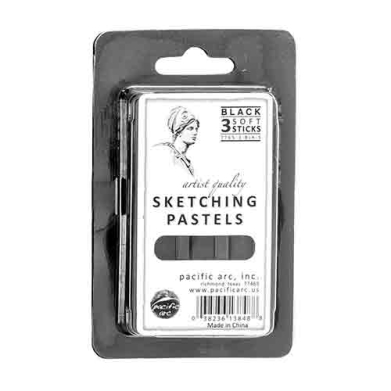Pacific Arc Black Sketching Soft Pastel Set (3ct)  PA7765-3-BLK-S