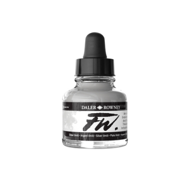 Daler Rowney FW Acrylic Artists Ink - (1oz bottle)- Silver (Imitation) 702
