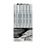 Pacific Arc Maxxliner Dual-tip Alcohol Marker Set 6cnt Warm Grays MX-S6W