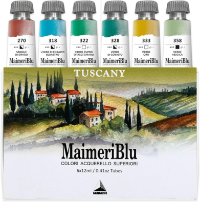 MaimeriBlu Tuscany Thematic Set 12ml Watercolor Set  6ct   M1698053