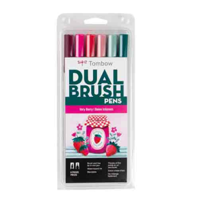 Tombow Dual Brush Pen Set - Very Berry 6pk  56237
