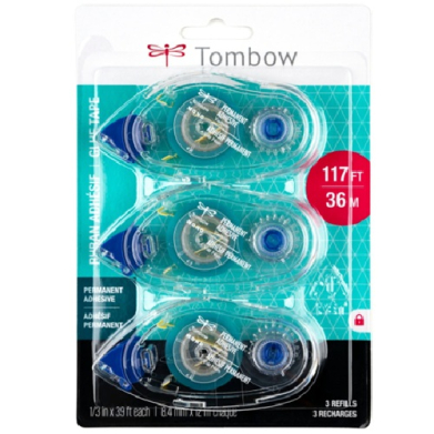 Tombow Mono Adhesive Glue Tape Refills- Permanent  3PK  TM62207
