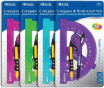 Bazic Scale-Arm Compass with #2 Pencil & 6" Protractor Geometry Set *** NO CHOICE IN COLOR ***  BZ2807