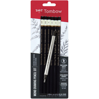 Tombow Mono Drawing Graphite Pencil Set 6ct + Eraser Pencil  TM61002