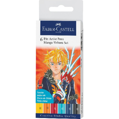 Faber Castell Pitt Artist Pens Wallet- Manga Shonen 6ct   167157