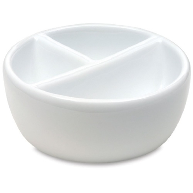 Jack Richeson Hand-Glazed Porcelain Mixing Bowl - 3 Well Round 420712
