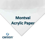 Corner view of Montval Acrylic Paper packaging, showing the product name and the Canson logo.