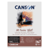 Canson Mi-Teintes Velvet paper pack with abstract painting, Canson logo at top; 430 g/m², 24 × 32 cm, 12 sheets.