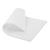 Single white sheet of paper curling at the corner on a white background.