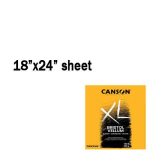 Text reads '18"x24" sheet' with an orange Canson XL Bristol Velum package in the bottom-right corner of the image.