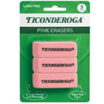 Dixon Ticonderoga Pink Carnation Erasers 3pk  - PX38943