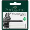 Faber-Castell 4 Nachfüllradierer refill erasers pack on dark green packaging with a crow illustration and images of eraser refills.