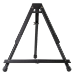 Adjustable black tripod easel for holding a canvas or boardic.