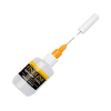 Glue bottle with orange precision applicator tip and white cap