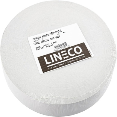 White roll of tape with a LINECO label affixed to the top surface.