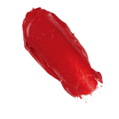 Red brush stroke of paint on a white background, diagonal from top-left to bottom-right.